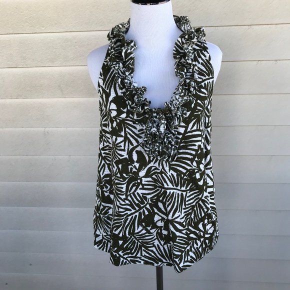 kate spade Tops - Kate Spade Palm Orchid Ruffle Sleeveless Blouse